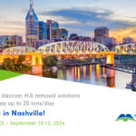 Nashville skyline photo with visit booth 509 to discover H2S removal solutions from pounds a day up to 20 tons a day.