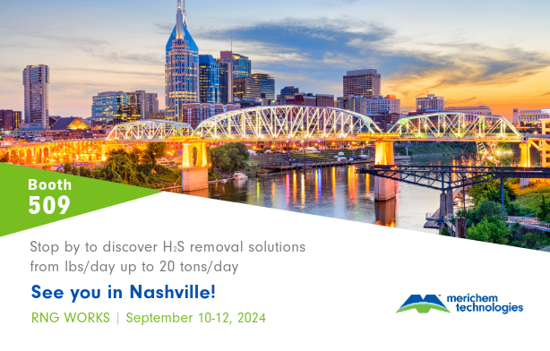 Nashville skyline photo with visit booth 509 to discover H2S removal solutions from pounds a day up to 20 tons a day.