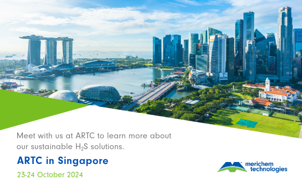 skyline of Singapore with copy saying meet with us at ARTC to learn more about our sustainable H2S solutions on October 23-24, 2024