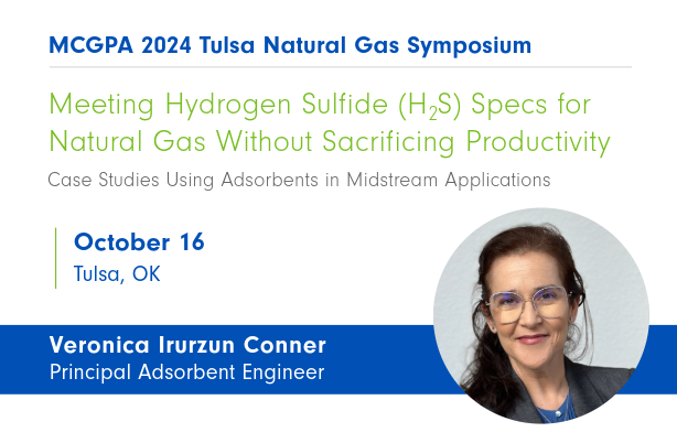 Presentation Meeting H2S Specs in Natural Gas without Sacrificing Productivity with presentation date, time and presenter photo