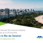 Photo of Rio de Janeiro in the top with a small green triangle on the left side. Copy about the conference and merichem technologies logo