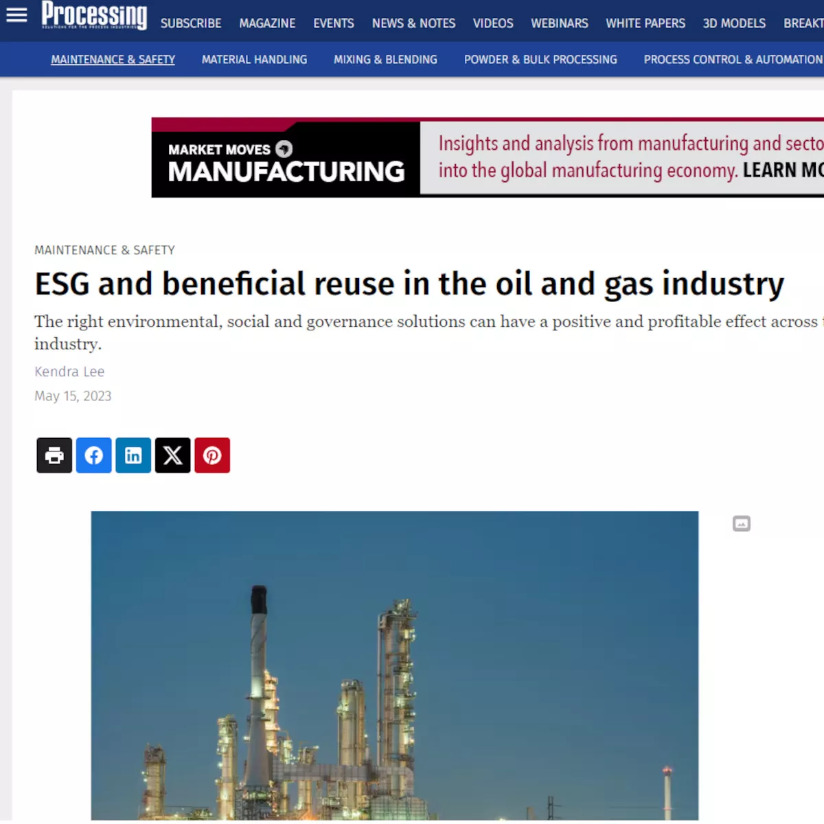 ESG and beneficial reuse in the oil and gas industry