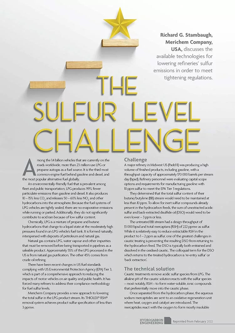The Sulfur Level Challenge