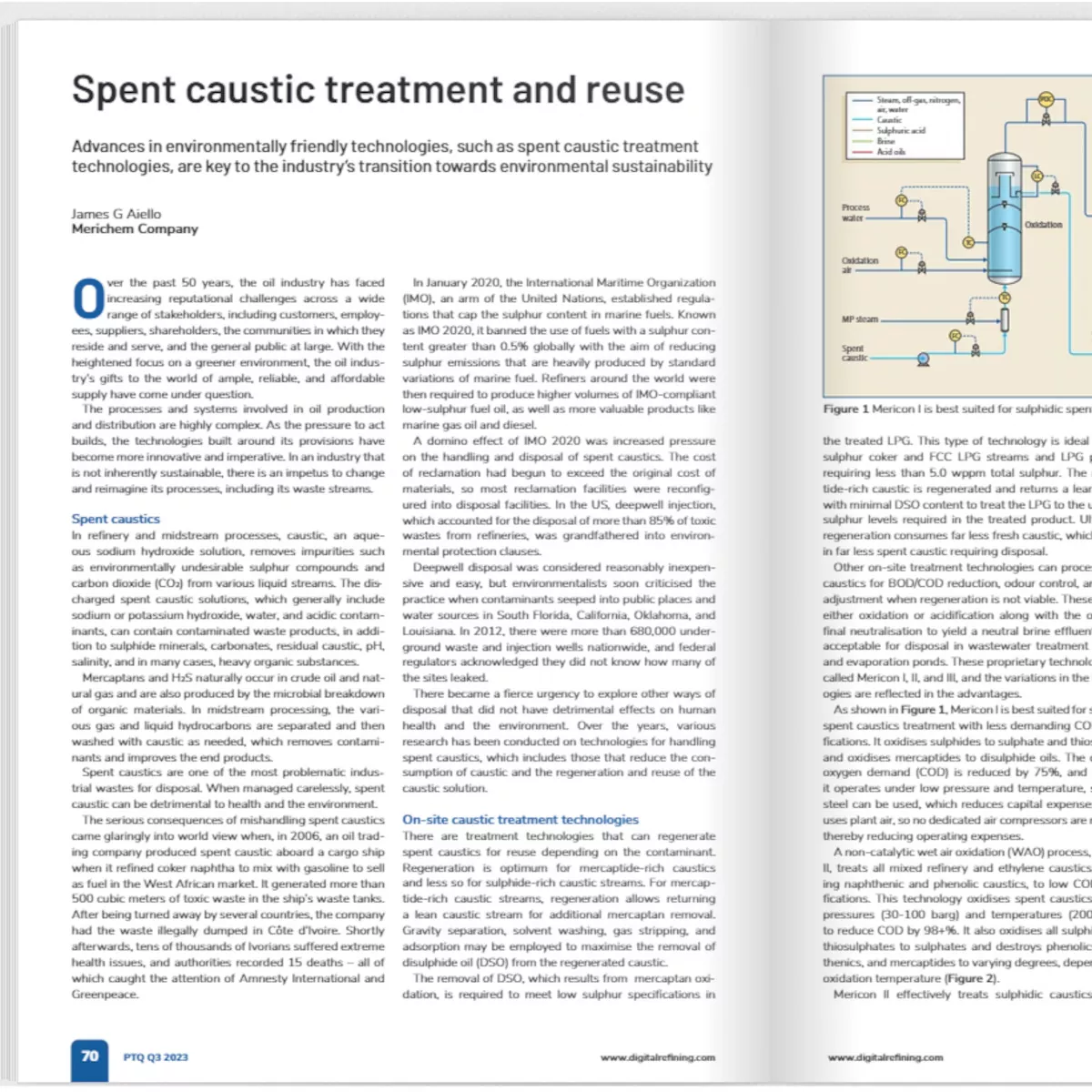 Spent caustic treatment and reuse